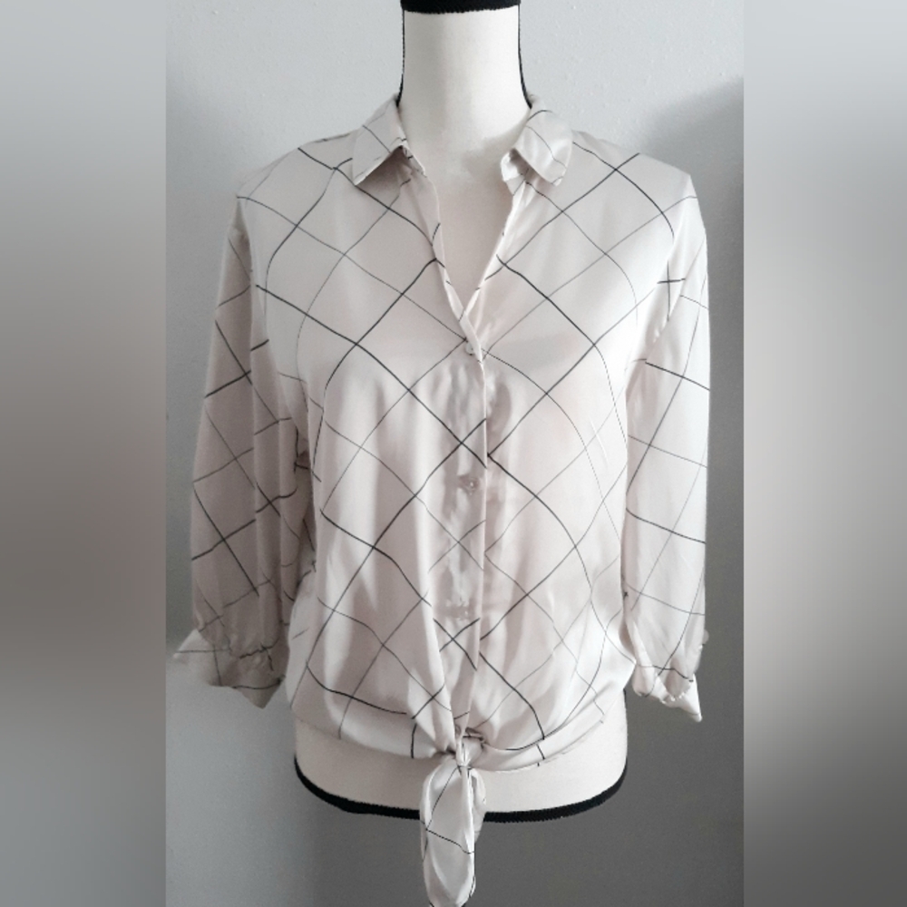 Cloud Chaser Cream Plaid Blouse